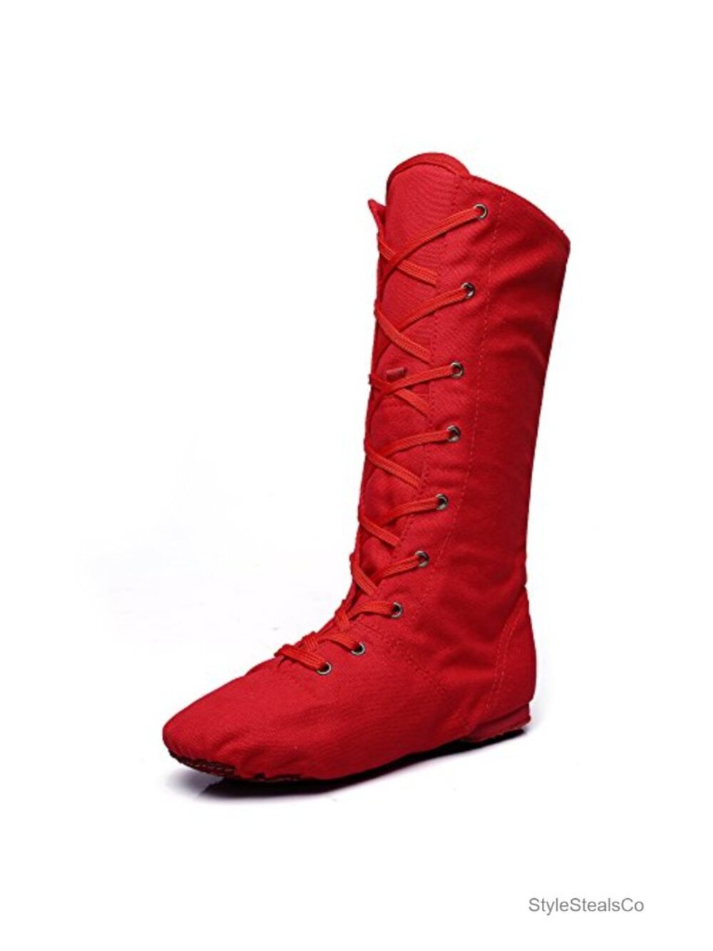 High Top Canvas Jazz Dance Sneakers Lace-Up Non-Slip Suede Sole